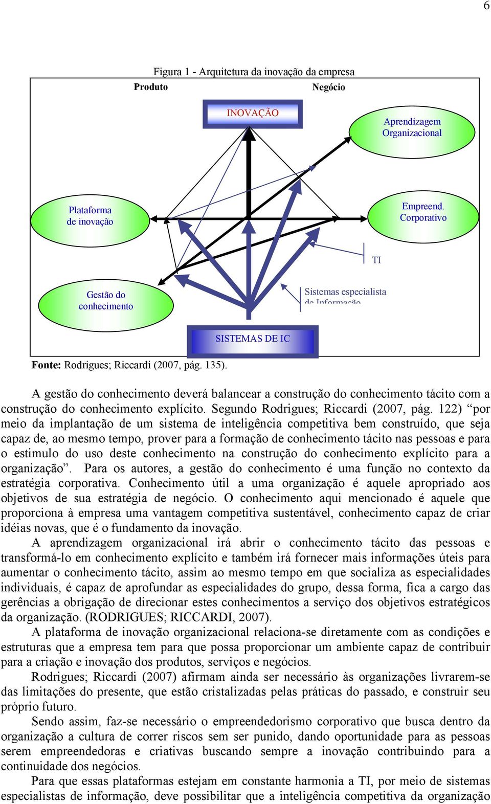 A gestão do conhecimento deverá balancear a construção do conhecimento tácito com a construção do conhecimento explícito. Segundo Rodrigues; Riccardi (2007, pág.