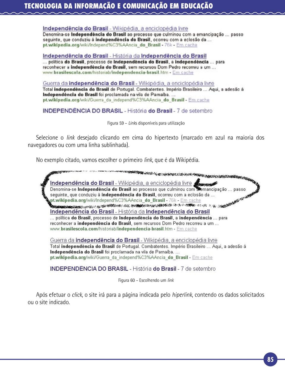 No exemplo citado, vamos escolher o primeiro link, que é da Wikipédia.