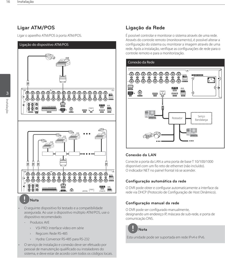 Após a instalação, verifique as configurações de rede para o controle remoto e para a monitorização.