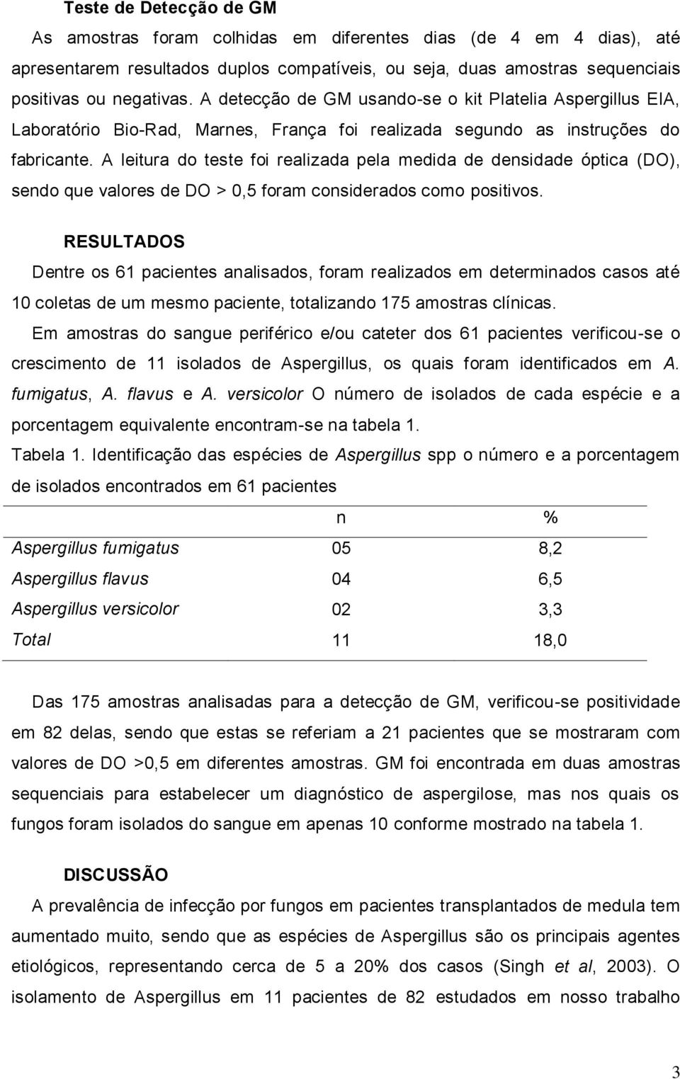 A leitura do teste foi realizada pela medida de densidade óptica (DO), sendo que valores de DO > 0,5 foram considerados como positivos.