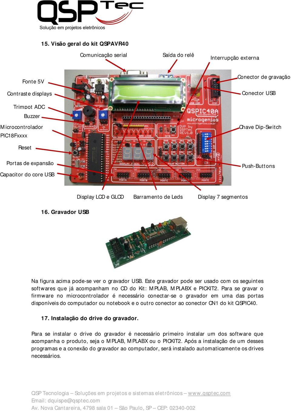 Este gravador pode ser usado com os seguintes softwares que já acompanham no CD do Kit: MPLAB, MPLABX e PICKIT2.