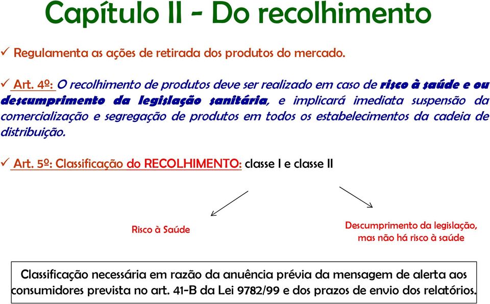 comercialização e segregação de produtos em todos os estabelecimentos da cadeia de distribuição. Art.