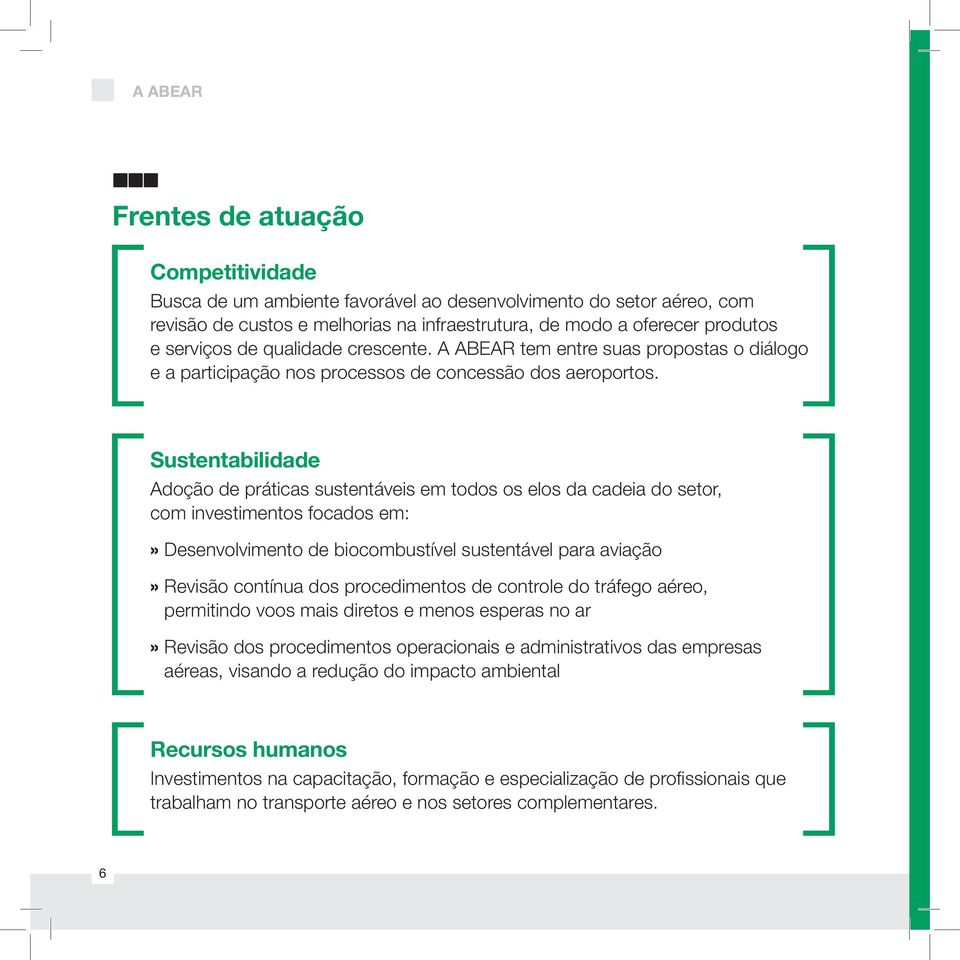 Sustentabilidade Adoção de práticas sustentáveis em todos os elos da cadeia do setor, com investimentos focados em:» Desenvolvimento de biocombustível sustentável para aviação» Revisão contínua dos