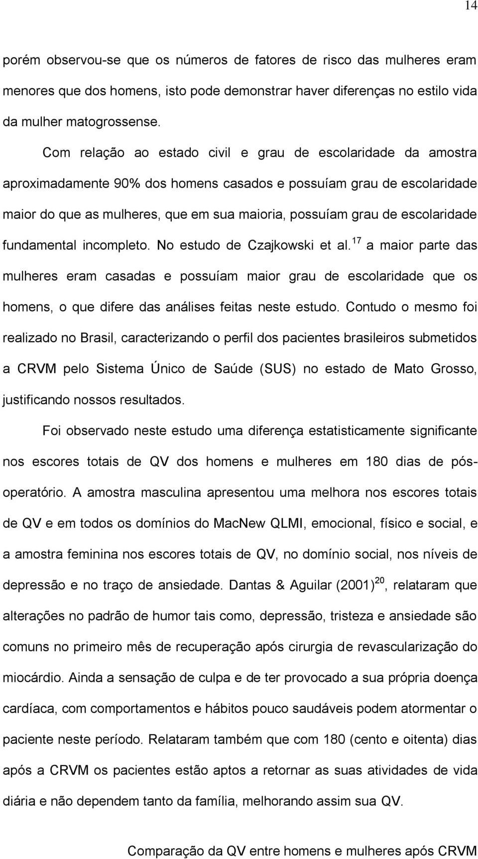 escolaridade fundamental incompleto. No estudo de Czajkowski et al.