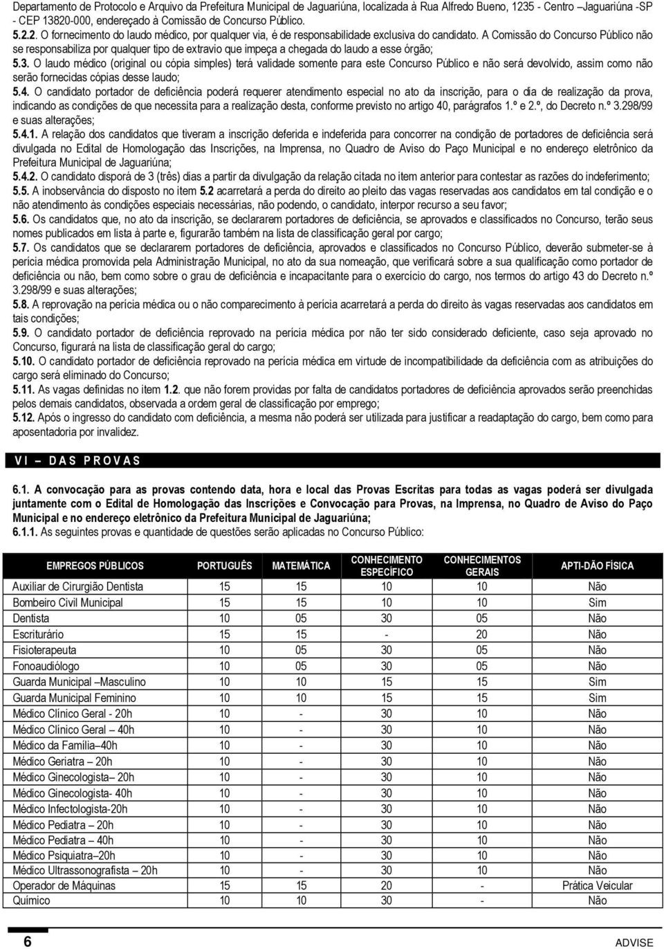 A Comissão do Concurso Público não se responsabiliza por qualquer tipo de extravio que impeça a chegada do laudo a esse órgão; 5.3.