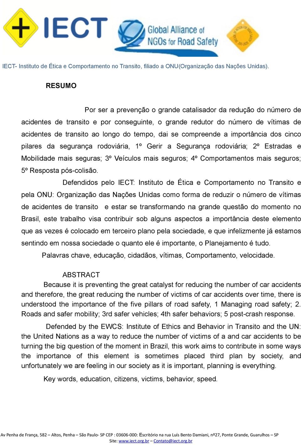 seguros; 5º Resposta pós-colisão.