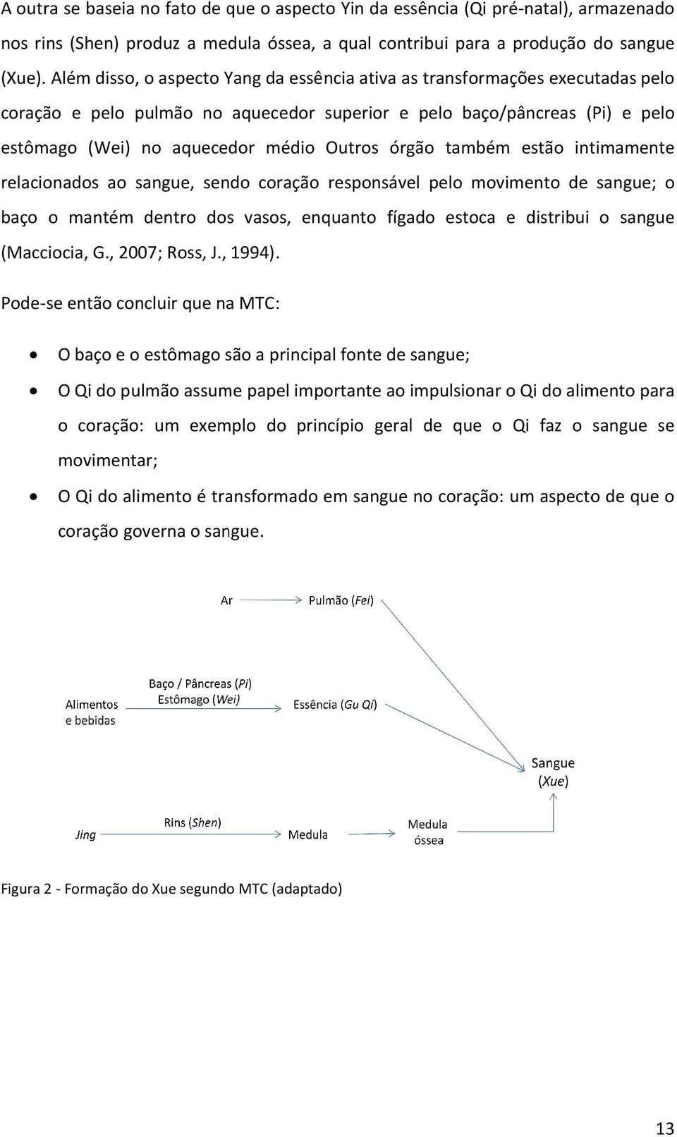 órgão também estão intimamente relacionados ao sangue, sendo coração responsável pelo movimento de sangue; o baço o mantém dentro dos vasos, enquanto fígado estoca e distribui o sangue (Macciocia, G.