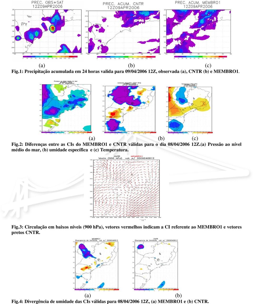 (a) Pressão ao nível médio do mar, (b) umidade específica e (c) Temperatura. Fig.