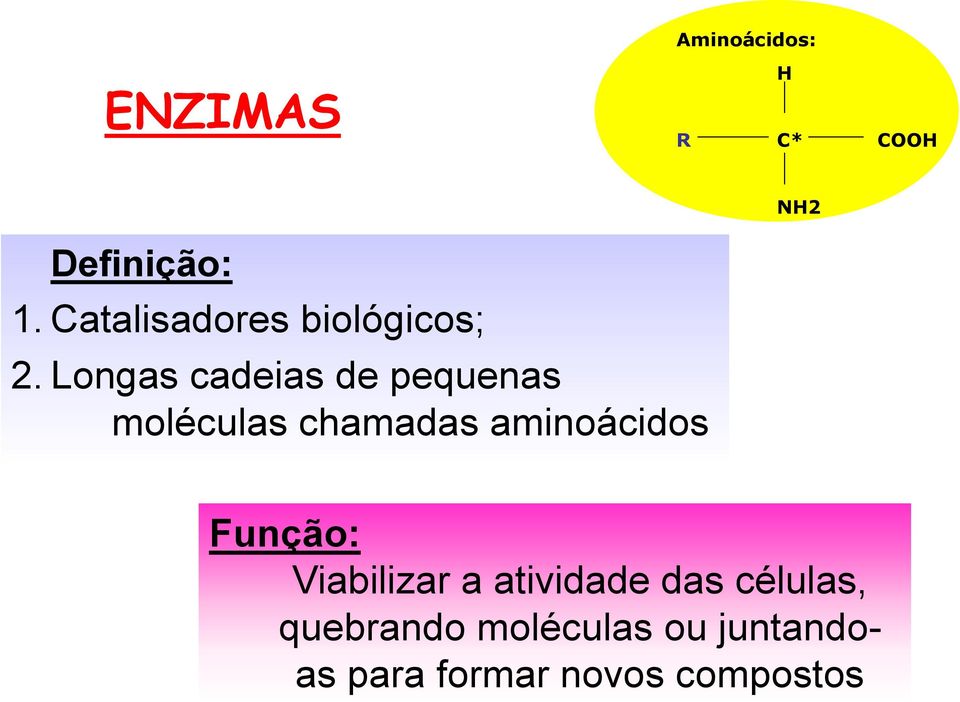 Longas cadeias de pequenas moléculas chamadas aminoácidos