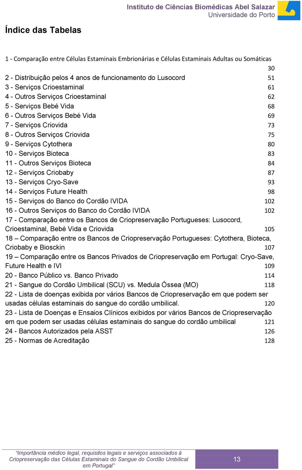 - Serviços Bioteca 83 11 - Outros Serviços Bioteca 84 12 - Serviços Criobaby 87 13 - Serviços Cryo-Save 93 14 - Serviços Future Health 98 15 - Serviços do Banco do Cordão IVIDA 102 16 - Outros