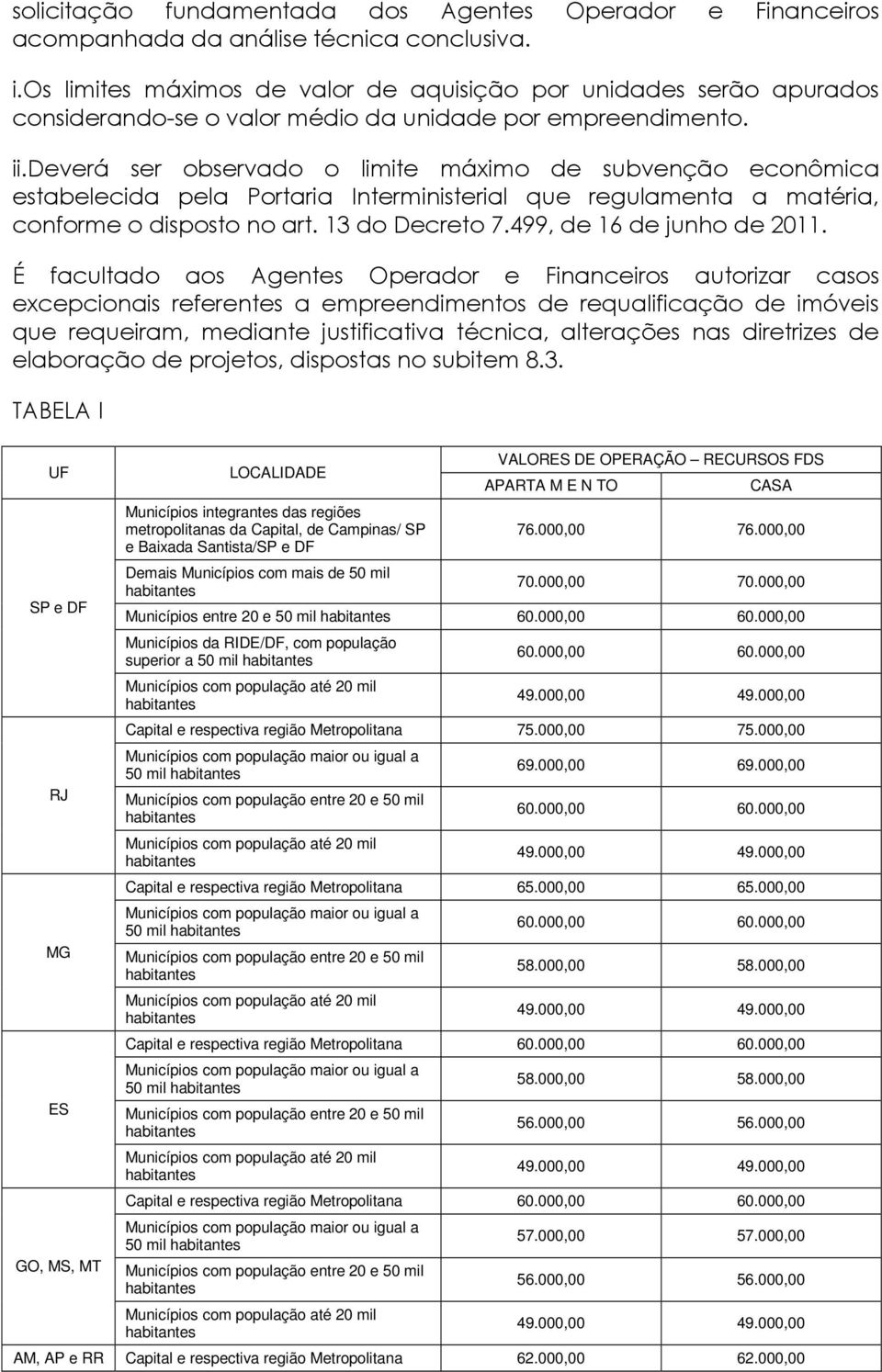 deverá ser observado o limite máximo de subvenção econômica estabelecida pela Portaria Interministerial que regulamenta a matéria, conforme o disposto no art. 13 do Decreto 7.