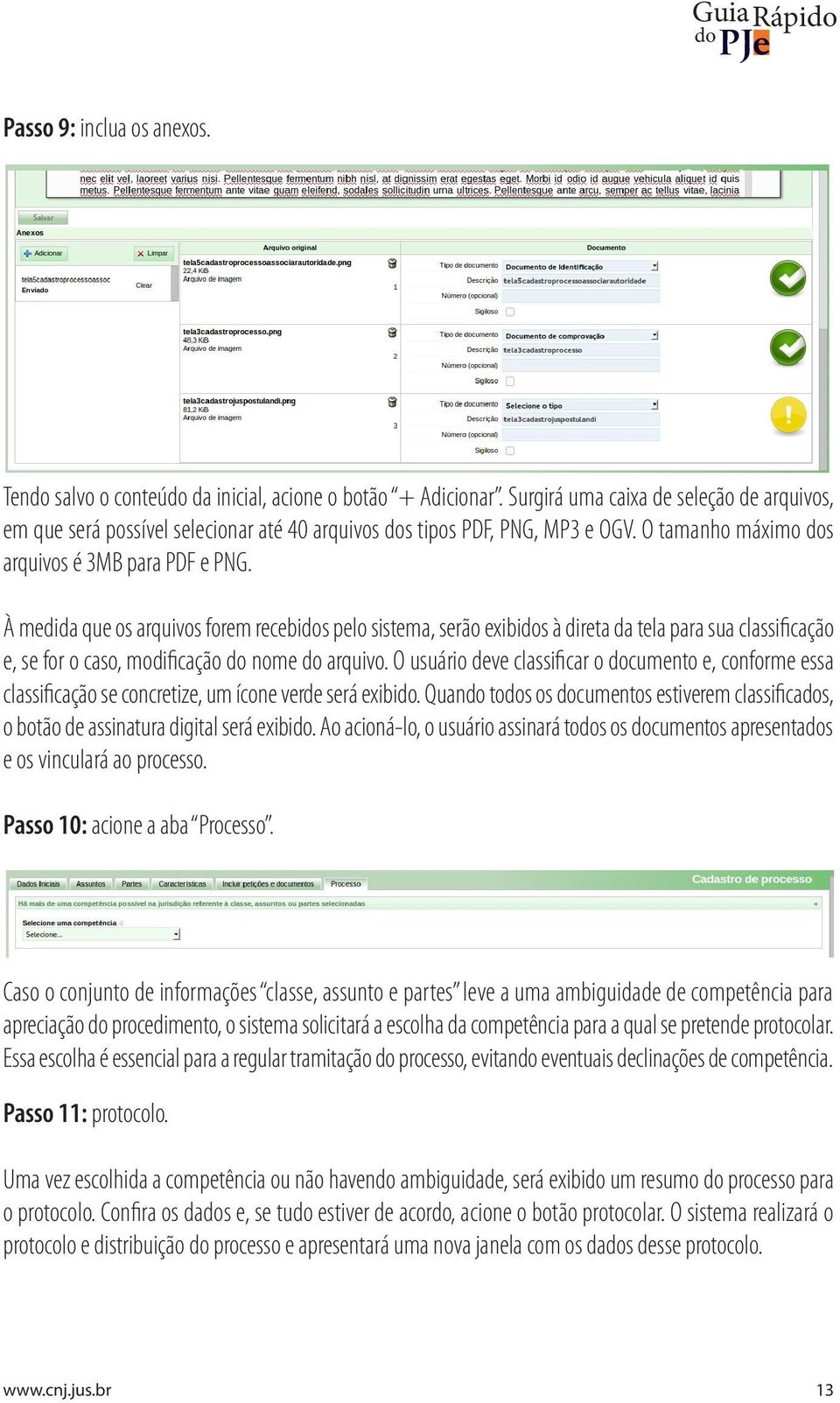 À medida que os arquivos forem recebidos pelo sistema, serão exibidos à direta da tela para sua classificação e, se for o caso, modificação do nome do arquivo.