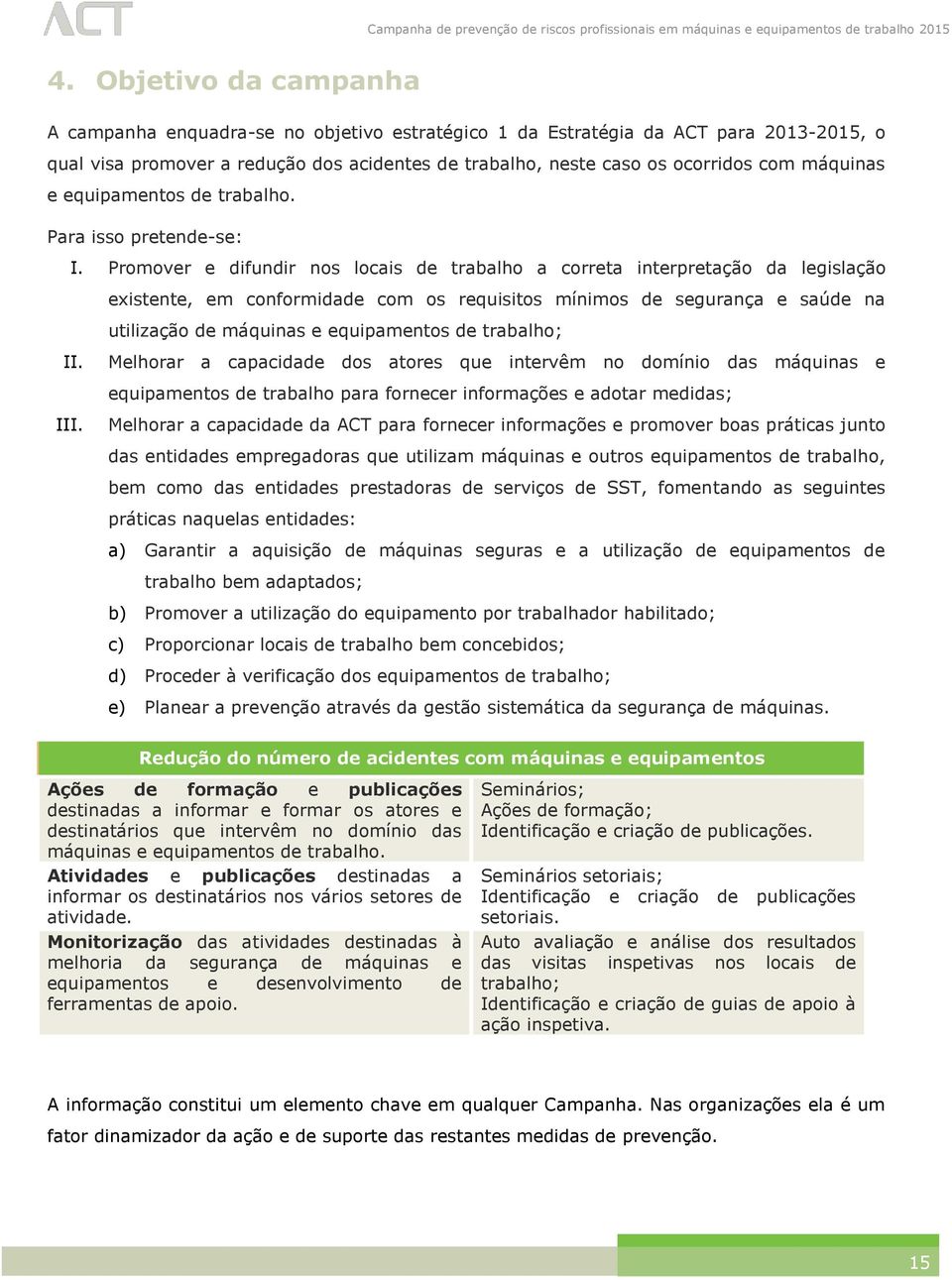 Promover e difundir nos locais de trabalho a correta interpretação da legislação existente, em conformidade com os requisitos mínimos de segurança e saúde na utilização de máquinas e equipamentos de