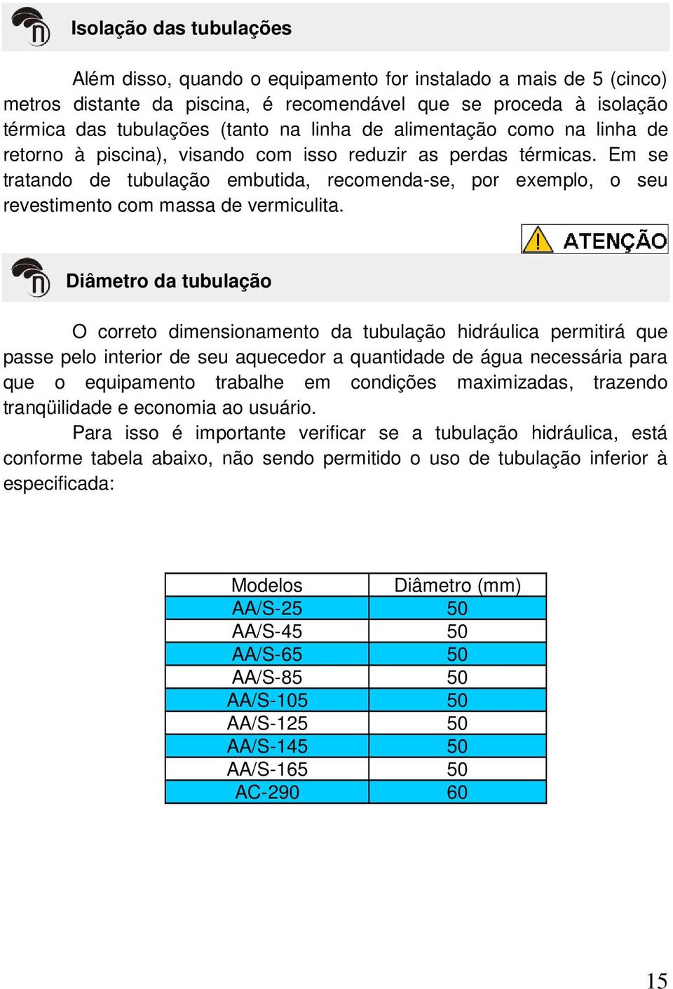 Em se tratando de tubulação embutida, recomenda-se, por exemplo, o seu revestimento com massa de vermiculita.