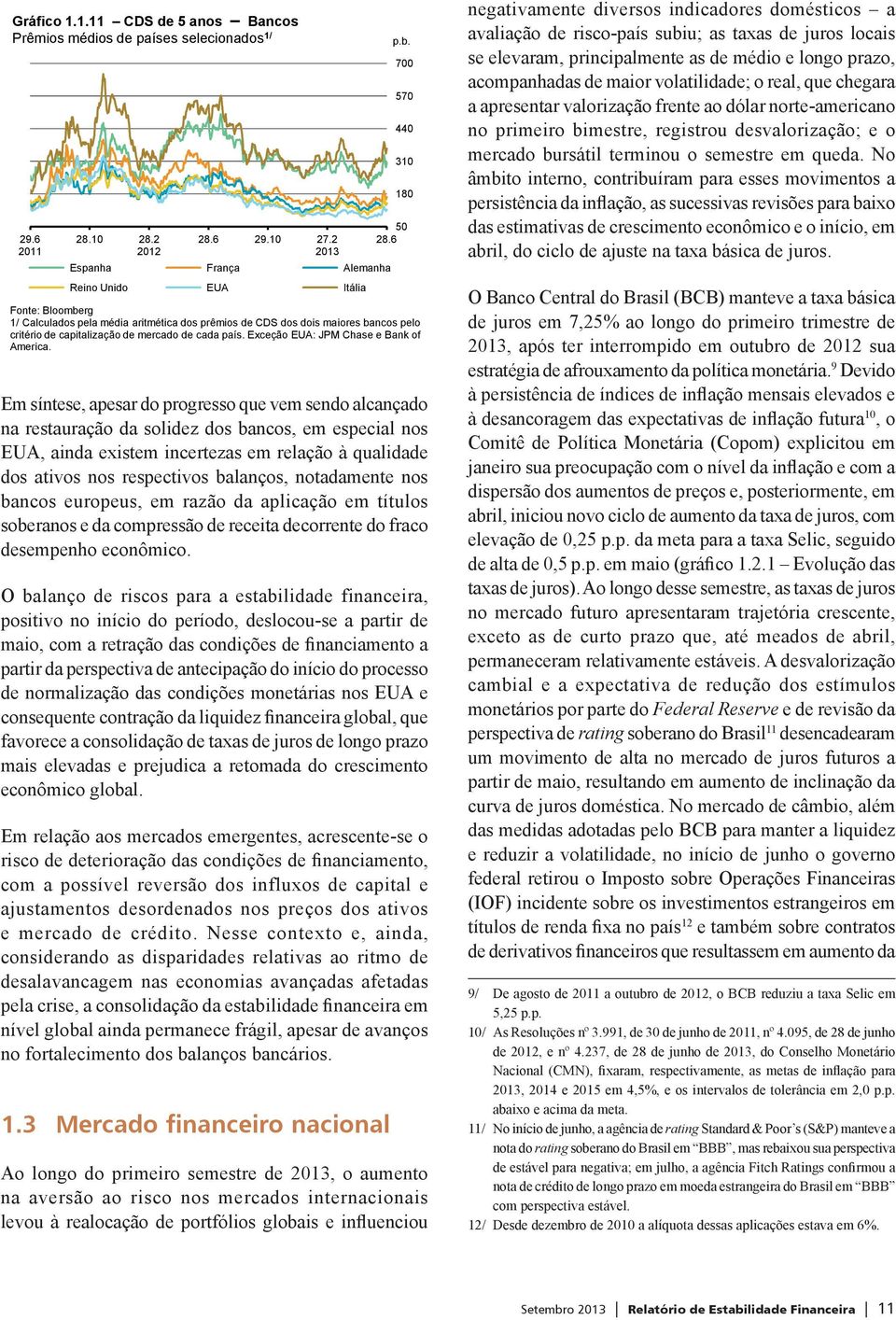 bancos, em especial nos EUA, ainda existem incertezas em relação à qualidade dos ativos nos respectivos balanços, notadamente nos bancos europeus, em razão da aplicação em títulos soberanos e da