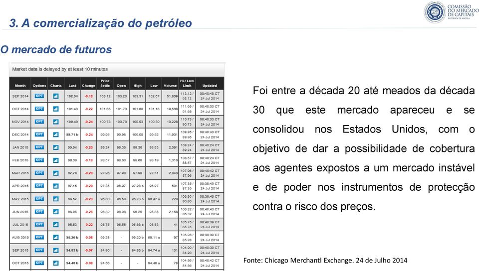 a possibilidade de cobertura aos agentes expostos a um mercado instável e de poder nos