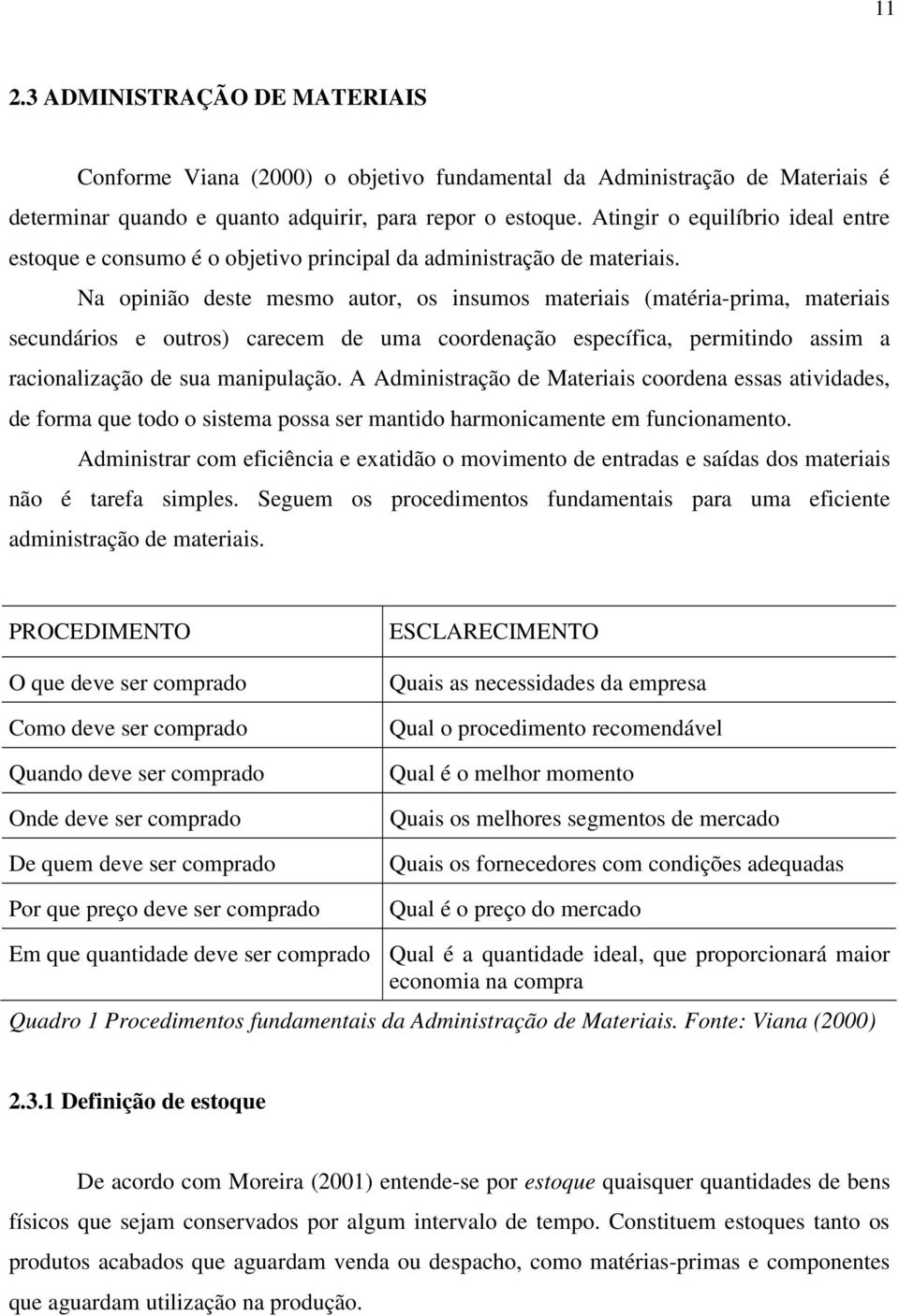 Na opinião deste mesmo autor, os insumos materiais (matéria-prima, materiais secundários e outros) carecem de uma coordenação específica, permitindo assim a racionalização de sua manipulação.