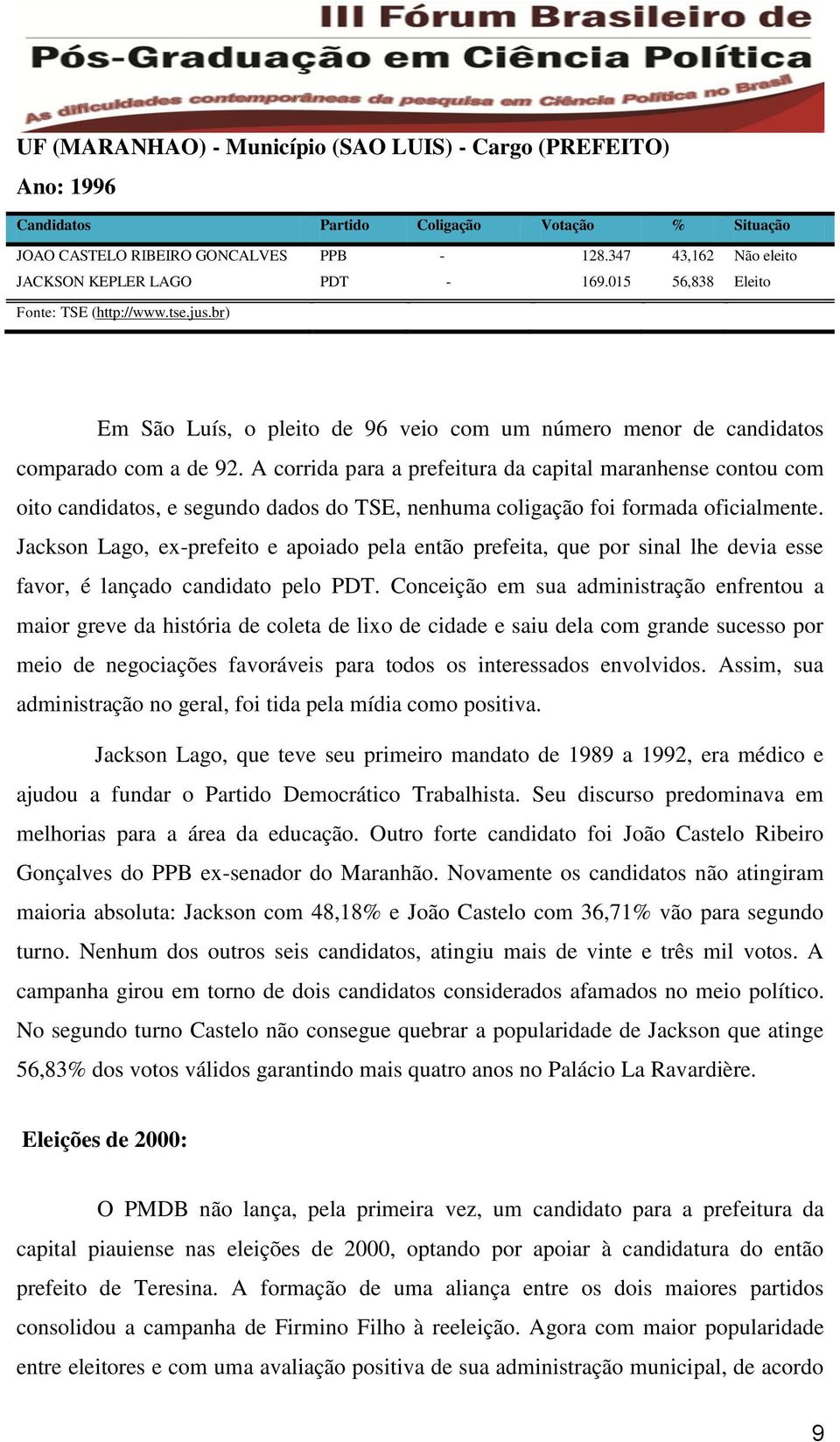 A corrida para a prefeitura da capital maranhense contou com oito candidatos, e segundo dados do TSE, nenhuma coligação foi formada oficialmente.