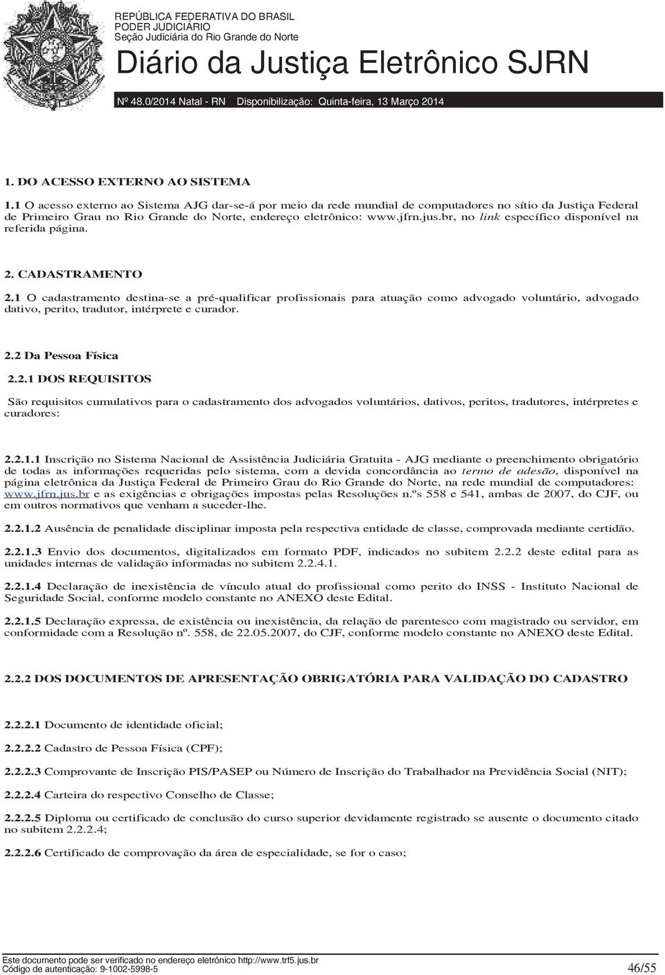 br, no link específico disponível na referida página. 2. CADASTRAMENTO 2.