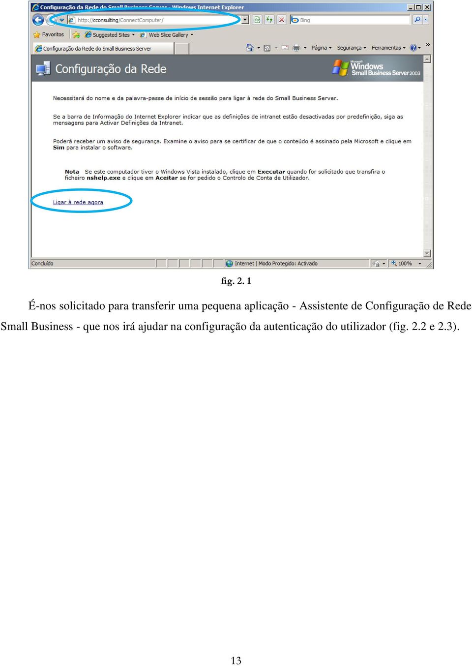 aplicação - Assistente de Configuração de Rede