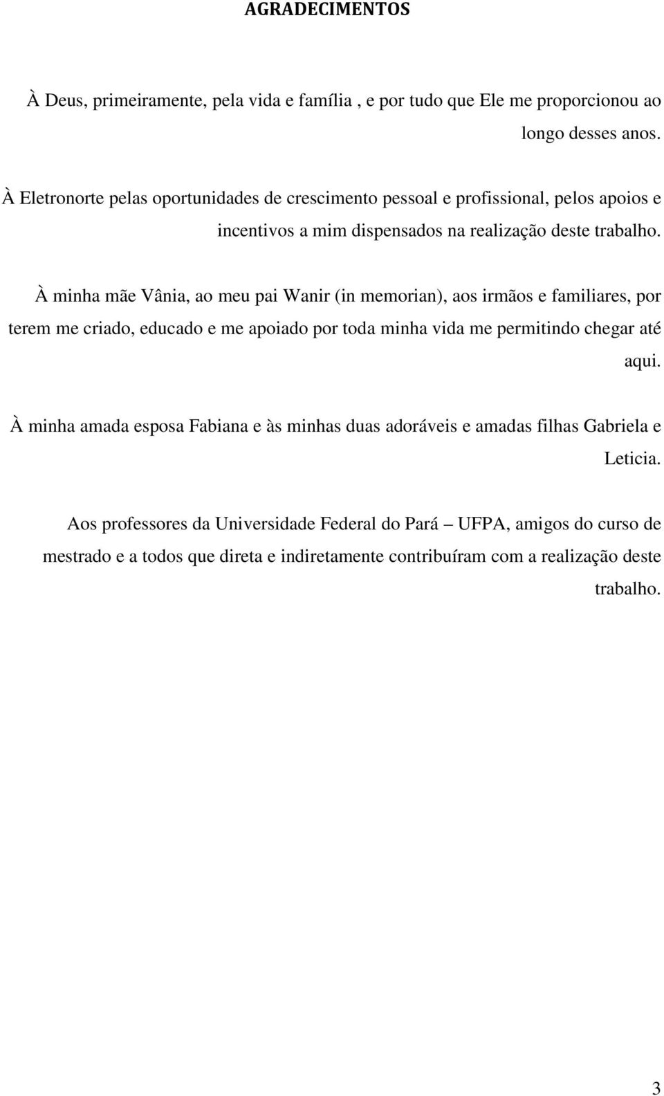 À minha mãe Vânia, ao meu pai Wanir (in memorian), aos irmãos e familiares, por terem me criado, educado e me apoiado por toda minha vida me permitindo chegar até aqui.