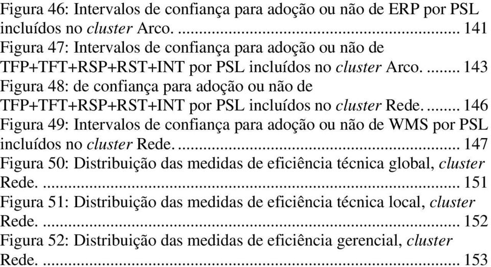 ... 143 Figura 48: de confiança para adoção ou não de TFP+TFT+RSP+RST+INT por PSL incluídos no cluster Rede.