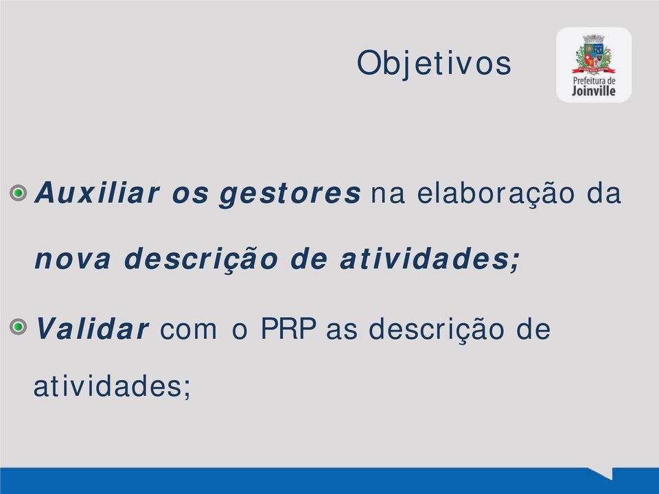 descrição de atividades;