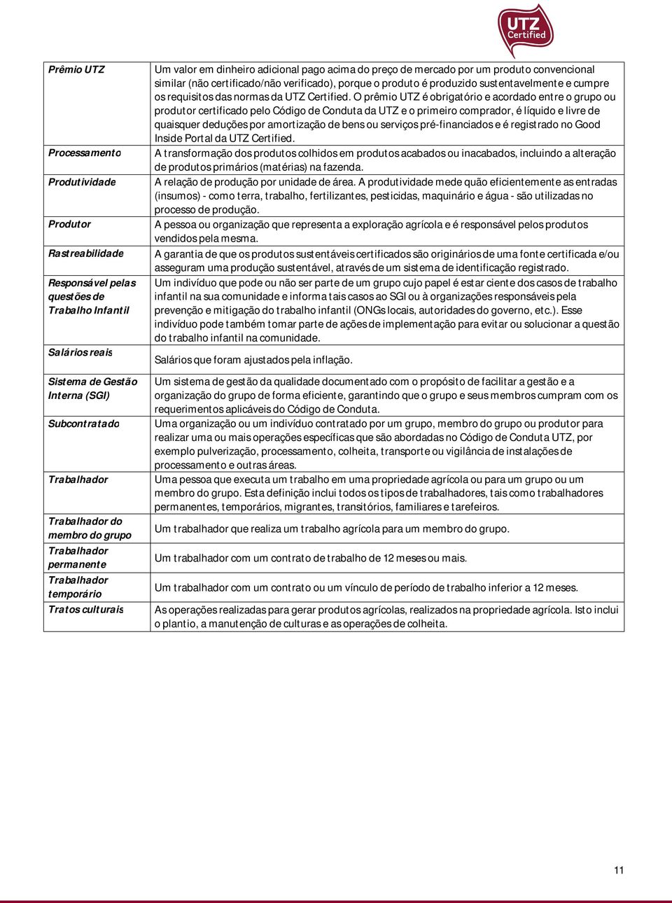 similar (não certificado/não verificado), porque o produto é produzido sustentavelmente e cumpre os requisitos das normas da UTZ Certified.