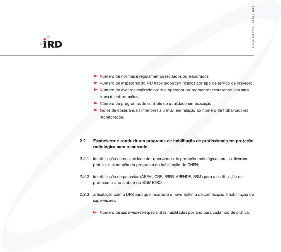 Índice de doses anuais inferiores a 5 msv, em relação ao número de trabalhadores monitorados. 2.