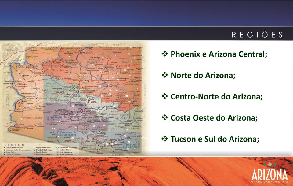 Centro-Norte do Arizona; Costa