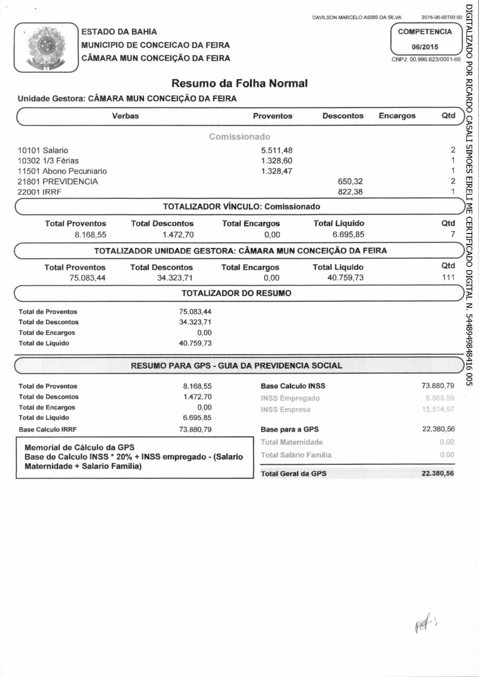 328,60 1 O 11501 Abono Pecuniario 1.