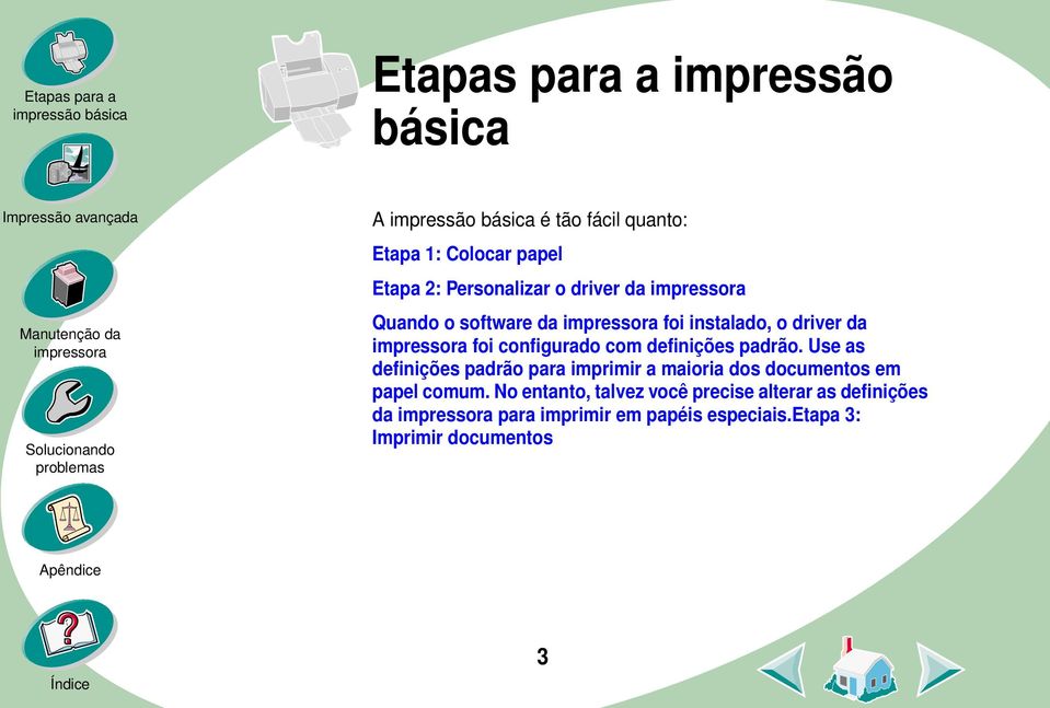 Use as definições padrão para imprimir a maioria dos documentos em papel comum.