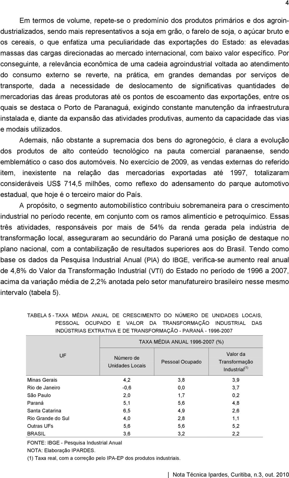 Por conseguinte, a relevância econômica de uma cadeia agroindustrial voltada ao atendimento do consumo externo se reverte, na prática, em grandes demandas por serviços de transporte, dada a