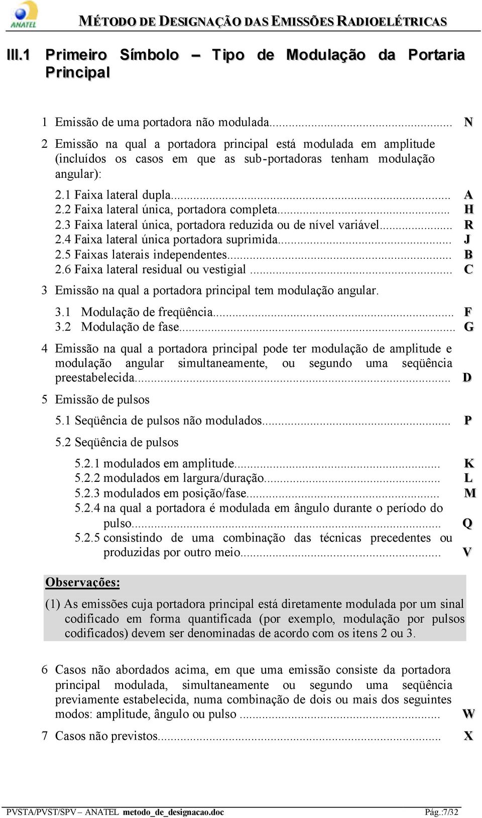 2 Faixa lateral única, portadora completa... H 2.3 Faixa lateral única, portadora reduzida ou de nível variável... R 2.4 Faixa lateral única portadora suprimida... J 2.5 Faixas laterais independentes.