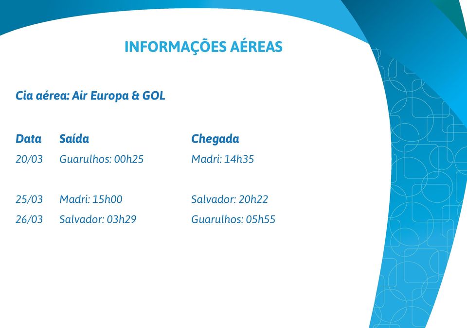 00h25 Madri: 14h35 25/03 Madri: 15h00