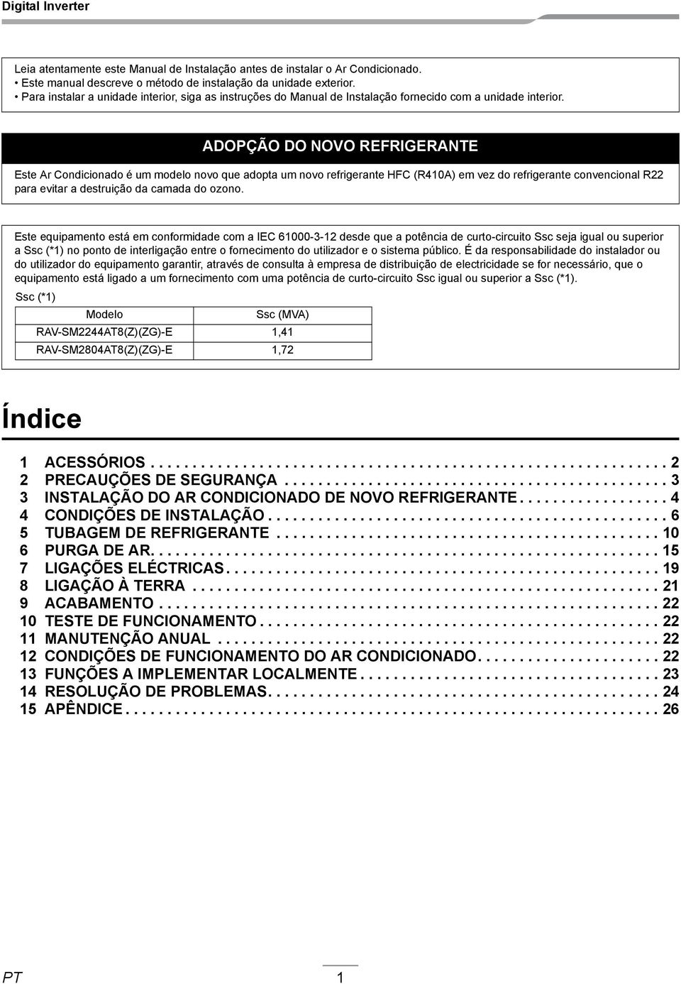 ADOPÇÃO DO NOVO REFRIGERANTE Este Ar Condicionado é um modelo novo que adopta um novo refrigerante HFC (R410A) em vez do refrigerante convencional R22 para evitar a destruição da camada do ozono.