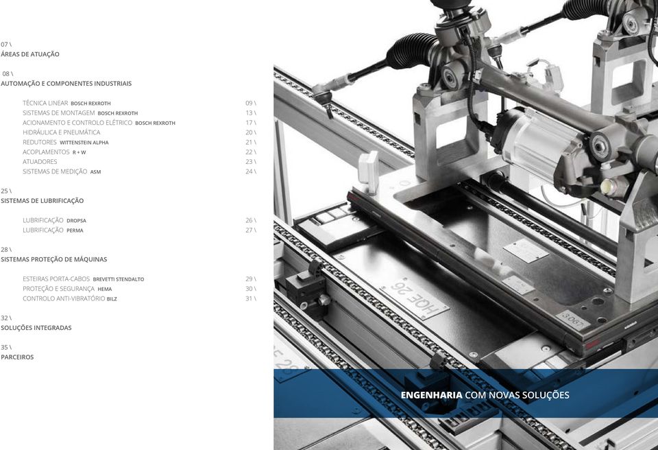 22 \ 23 \ 24 \ 25 \ sistemas de lubrificação lubrificação dropsa lubrificação perma 26 \ 27 \ 28 \ sistemas proteção de máquinas ESTEIRAS PORTA-CABOS