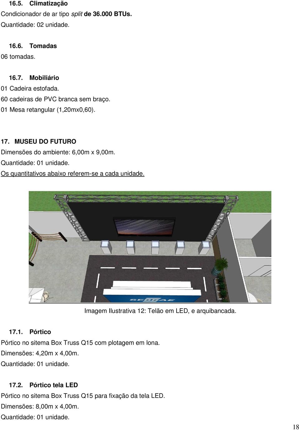 MUSEU DO FUTURO Dimensões do ambiente: 6,00m x 9,00m. Imagem Ilustrativa 12