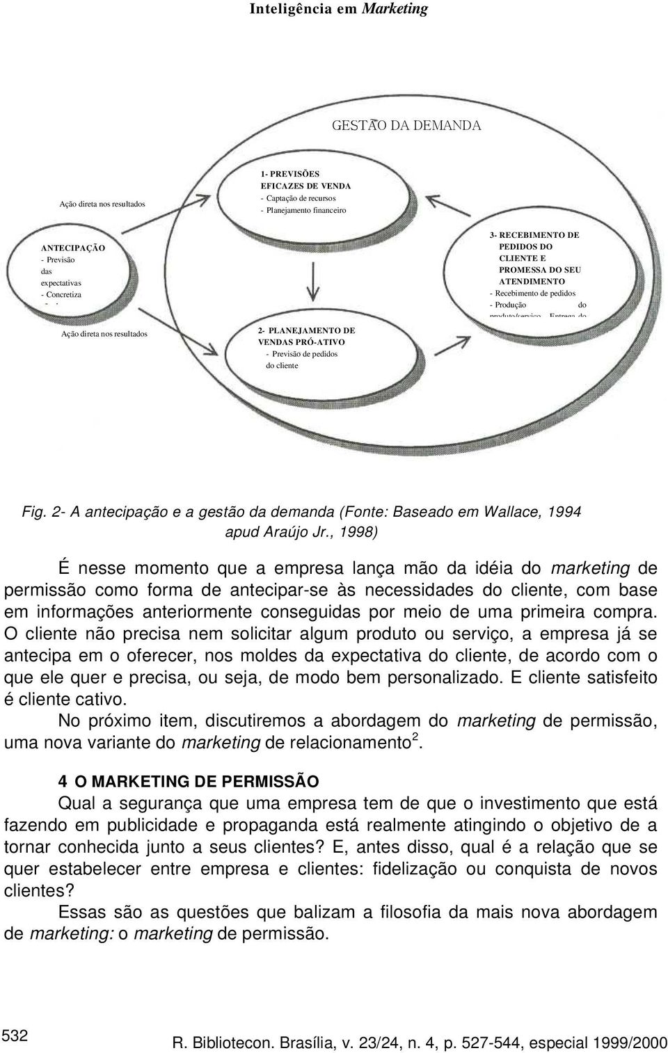 pedidos - Produção do produto/serviço Entrega do Fig. 2- A antecipação e a gestão da demanda (Fonte: Baseado em Wallace, 1994 apud Araújo Jr.