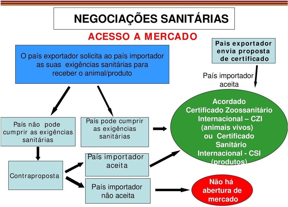 Contraproposta País pode cumprir as exigências sanitárias País importador aceita País importador não aceita Acordado Certificado