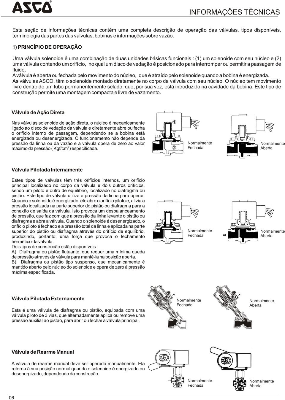 é posicionado para interromper ou permitir a passagem de fluido. A válvula é aberta ou fechada pelo movimento do núcleo, que é atraído pelo solenoide quando a bobina é energizada.