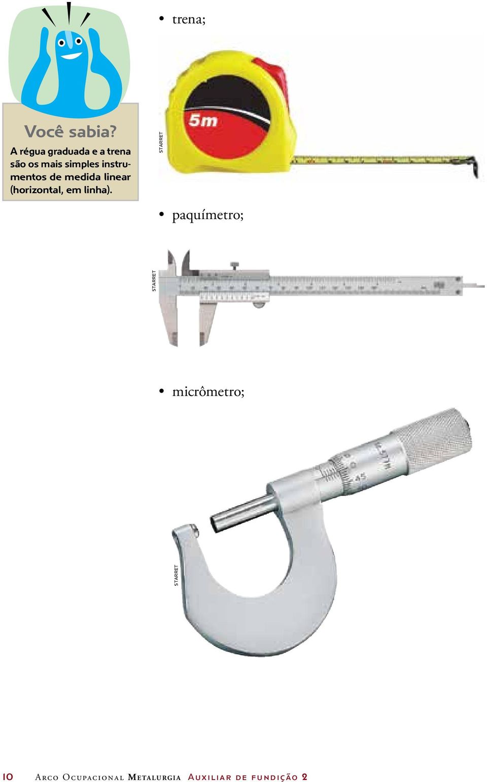 instrumentos de medida linear (horizontal, em linha).