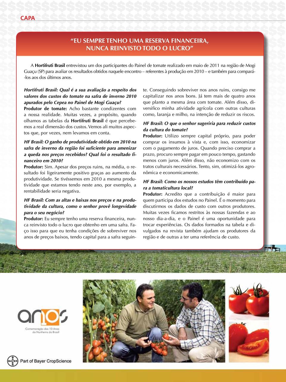Hortifruti Brasil: Qual é a sua avaliação a respeito dos valores dos custos do tomate na safra de inverno 2010 apurados pelo Cepea no Painel de Mogi Guaçu?