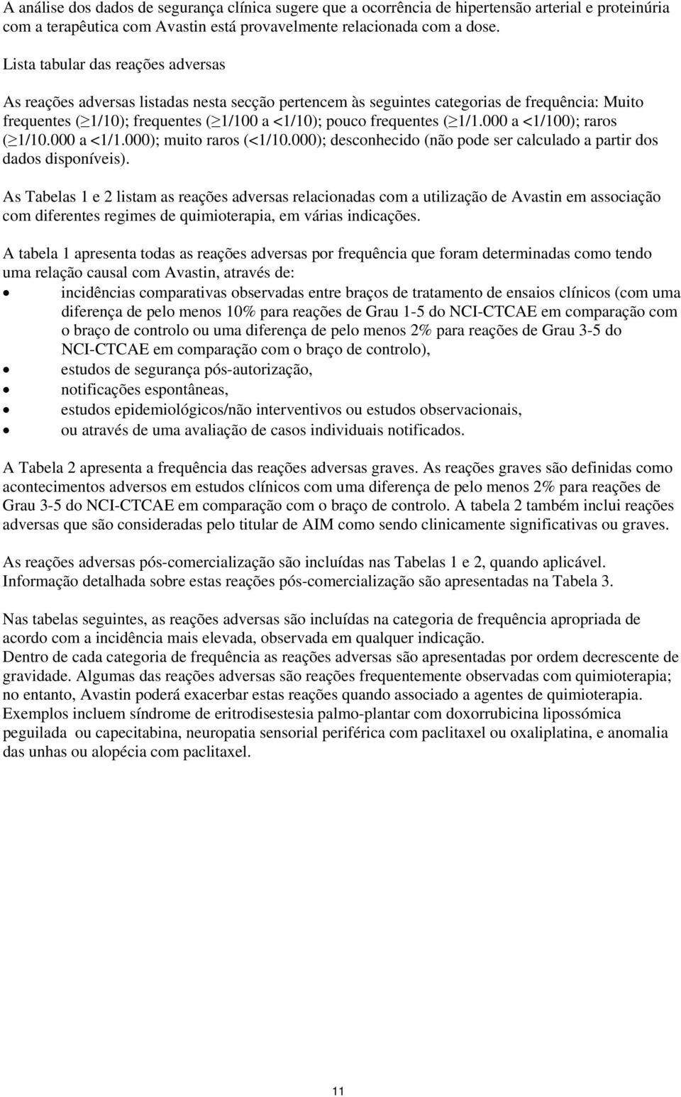 1/1.000 a <1/100); raros ( 1/10.000 a <1/1.000); muito raros (<1/10.000); desconhecido (não pode ser calculado a partir dos dados disponíveis).