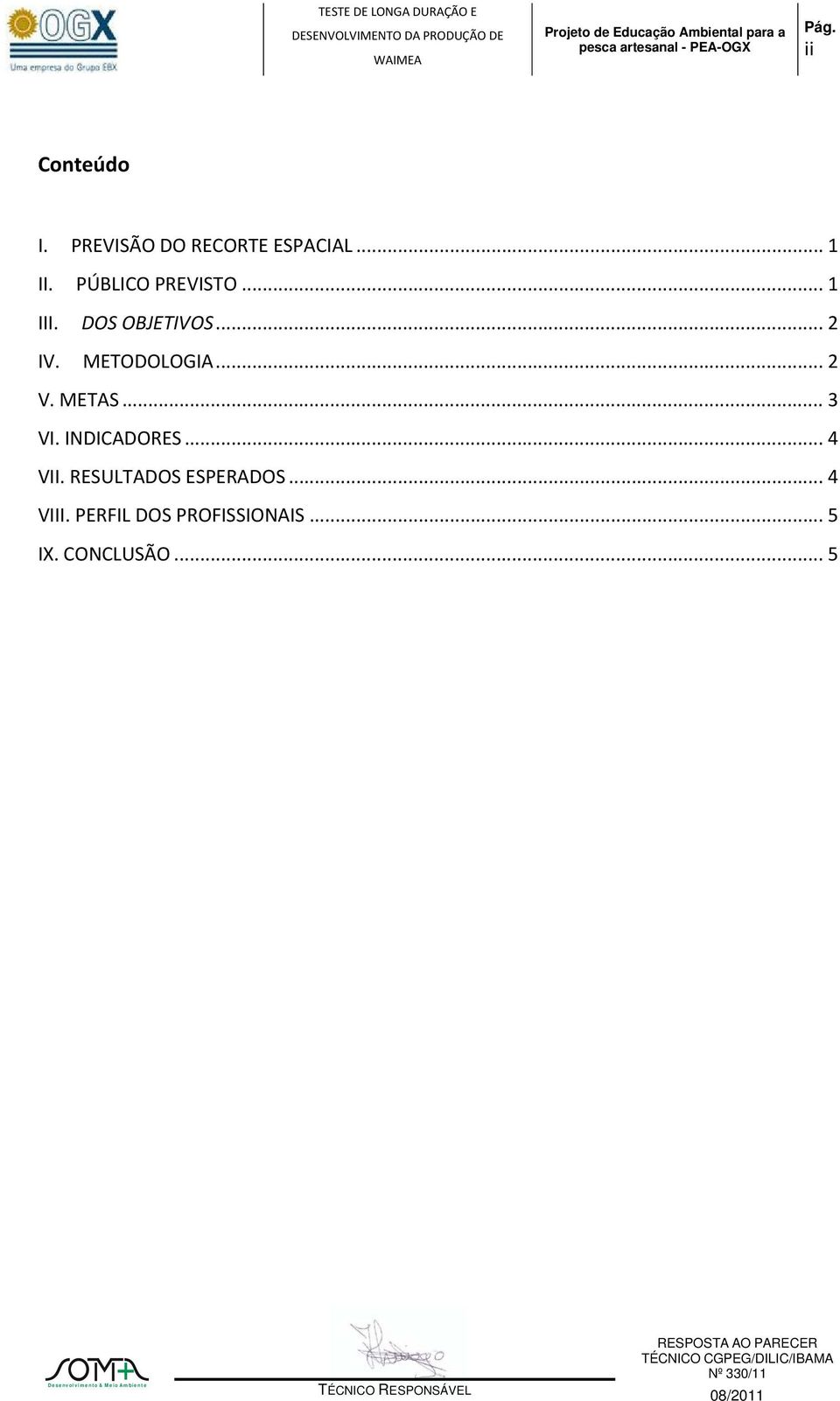 METODOLOGIA... 2 V. METAS... 3 VI. INDICADORES... 4 VII. RESULTADOS ESPERADOS... 4 VIII.