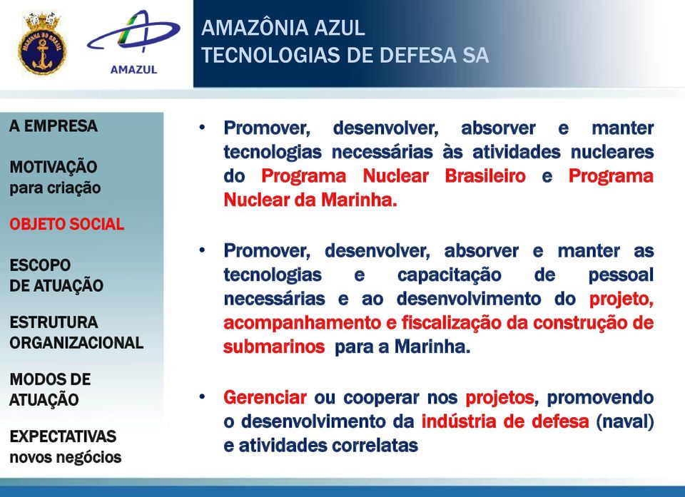 Promover, desenvolver, absorver e manter as tecnologias e capacitação de pessoal necessárias e ao desenvolvimento do