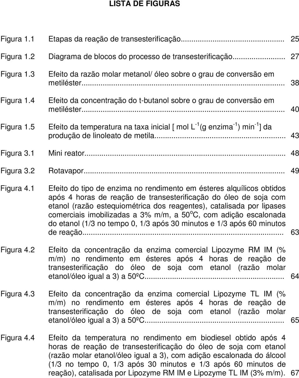 .. 40 Efeito da temperatura na taxa inicial [ mol L -1 (g enzima -1 ) min -1 ] da produção de linoleato de metila... 43 Figura 3.1 Mini reator... 48 Figura 3.2 Rotavapor... 49 Figura 4.