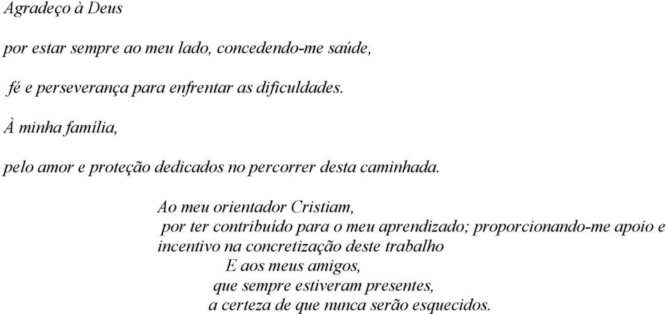 Ao meu orientador Cristiam, por ter contribuído para o meu aprendizado; proporcionando-me apoio e