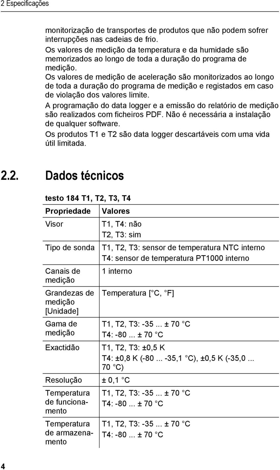 Os valores de medição de aceleração são monitorizados ao longo de toda a duração do programa de medição e registados em caso de violação dos valores limite.