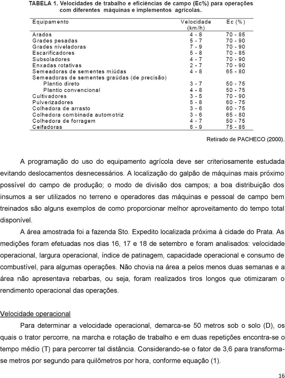 pessoal de campo bem treinados são alguns exemplos de como proporcionar melhor aproveitamento do tempo total disponível. A área amostrada foi a fazenda Sto.